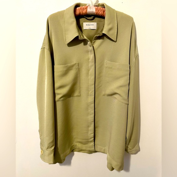 ⭐️SOLD⭐️ Aritzia Babaton Borna Shirt Jacket Pistachio Green L - Picture 10 of 11